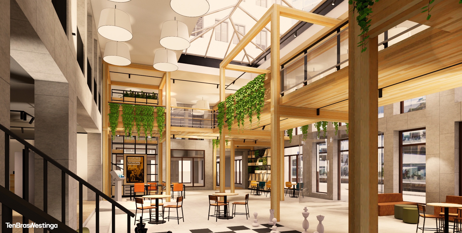 Artist impression van vernieuwde Centrale Bibliotheek Rotterdam