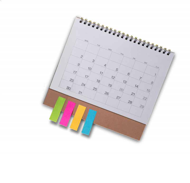 Kalender met sticky notes eraan