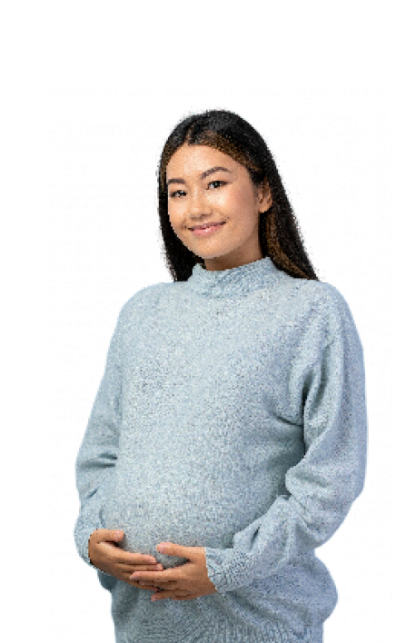 Zwangere die blij kijkt