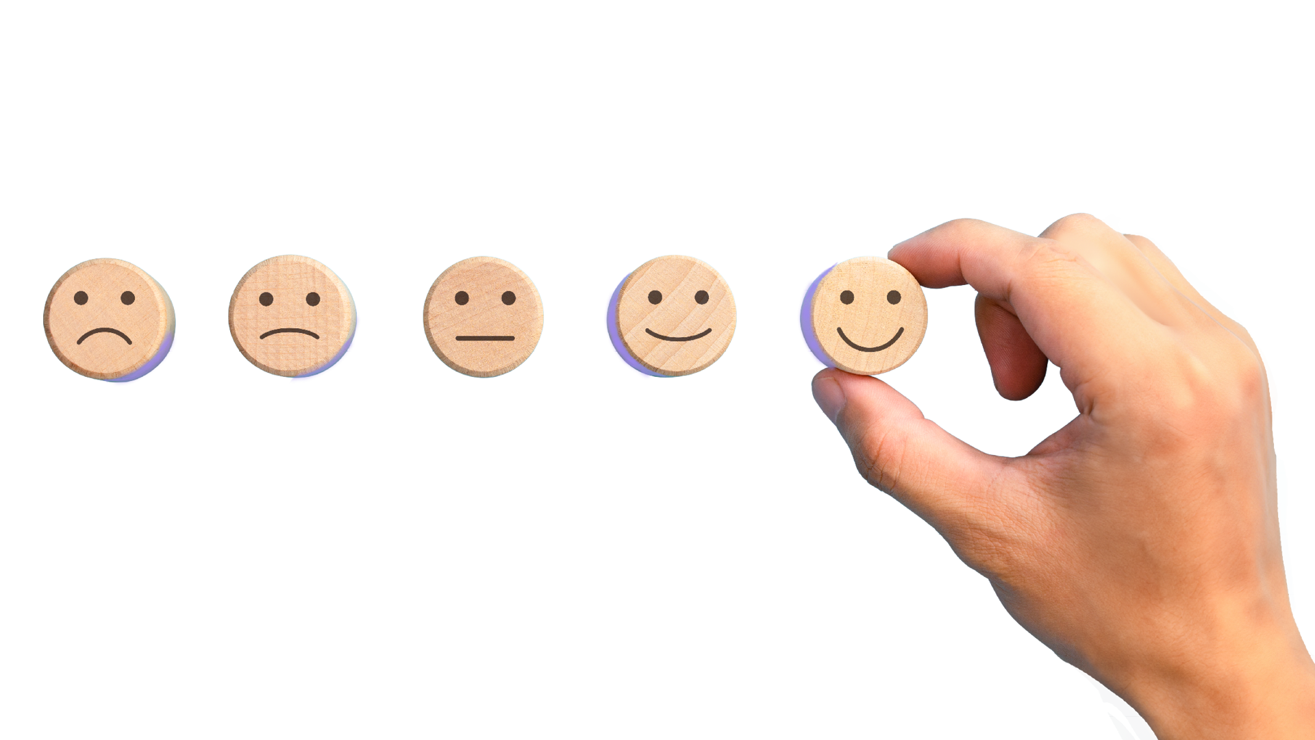 Tevredenheid emoties van teleurgesteld naar blij