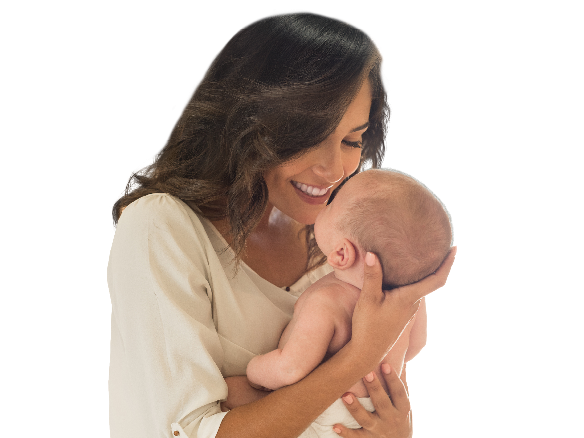 Moeder die baby een kus geeft