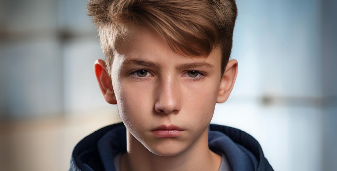 Jongen die boos kijkt