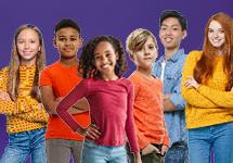 Kinderen en jongeren van verschillende leeftijden op een rij