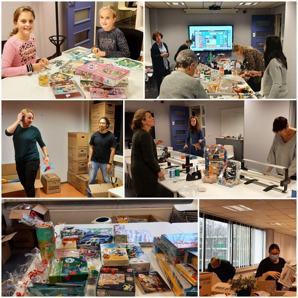 Sfeerimpressie cadeautjes inpakken voor Toys 'n Wrap