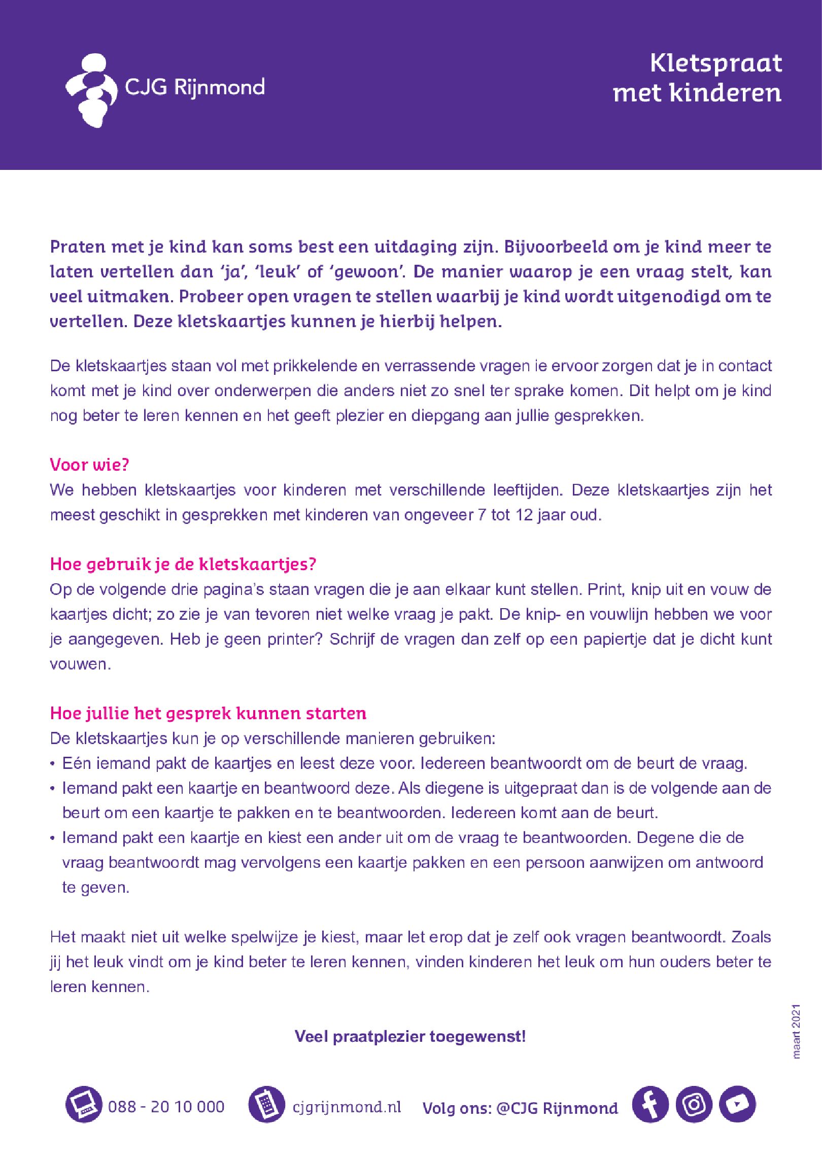 Kletskaartjes Basisschoolkinderen DT